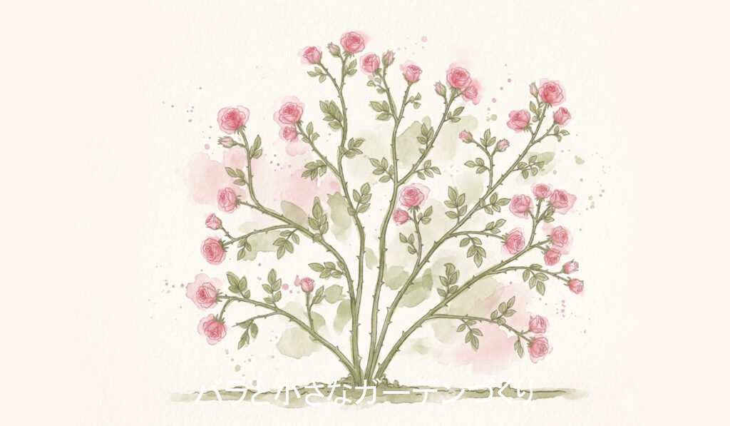 シュラブ系統のバラの樹形イラスト