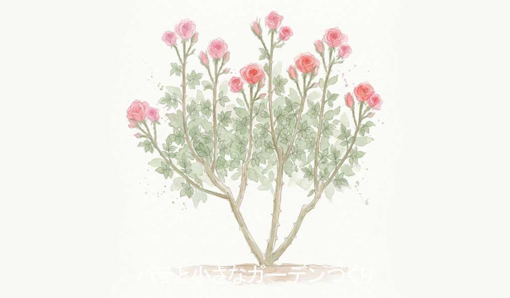 フロリバンダ系統のバラの樹形イラスト