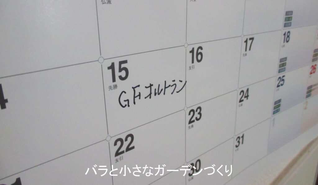 ＧＦオルトラン散布をカレンダーに記入